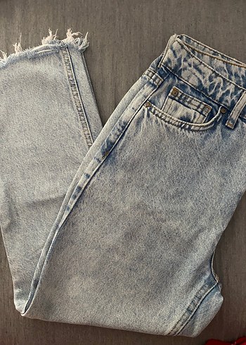 Gri Bağlama Desenli Regular Fit Kadın Jean