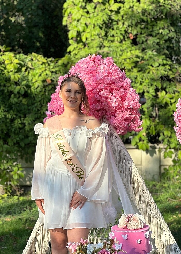 Beyaz mini elbise - Görsel 3