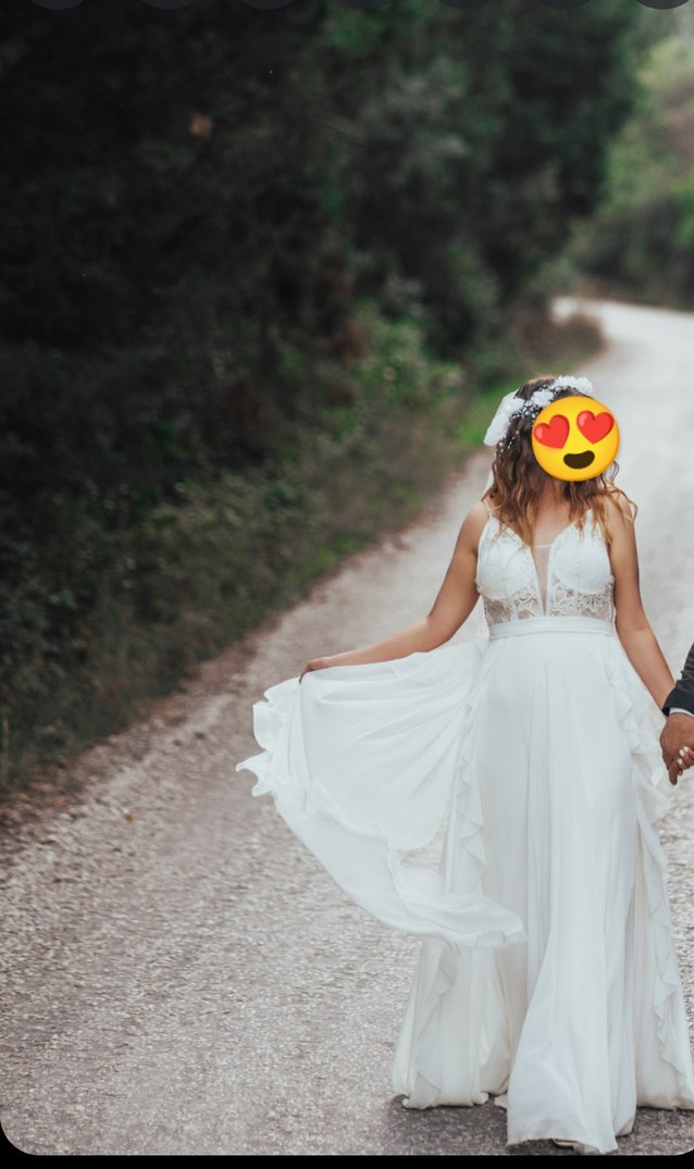 Beyaz Drapeli Uzun Straplez Kadın Elbise - Görsel 4