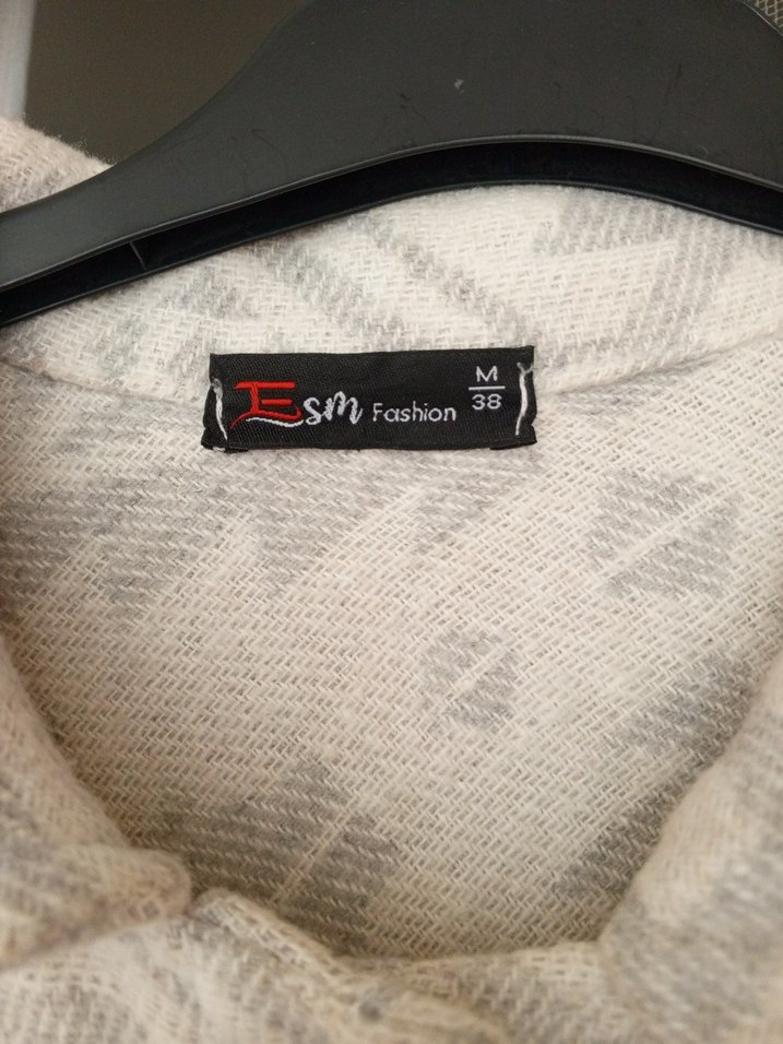 Uzun Gri Bohem Düğmeli Kadın Gömlek - Görsel 4