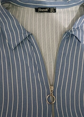 OVERSİZE ÖNÜ FERMUARLI GÖMLEK TİŞÖRT  - Görsel 2