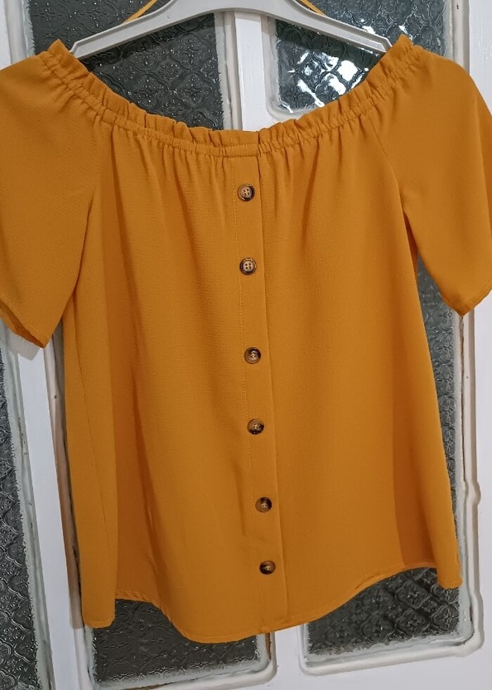 KOTON HARDAL SARISI MADONNA YAKA GÖMLEK - Görsel 3