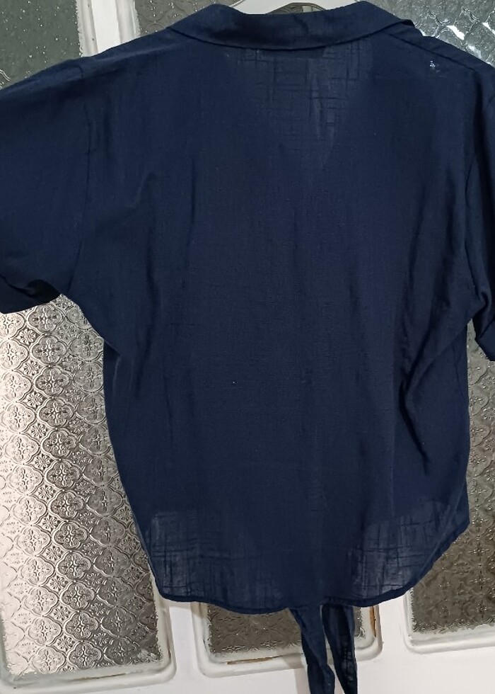 LACİVERT ÖN BAĞLAMALI GÖMLEK  - Görsel 4