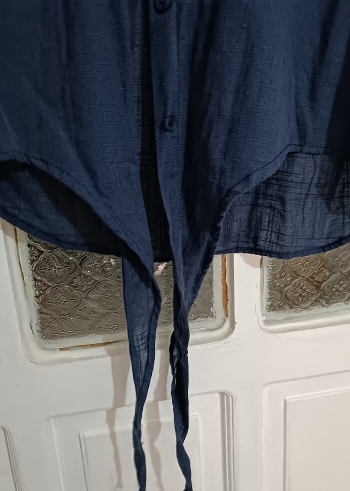 LACİVERT ÖN BAĞLAMALI GÖMLEK  - Görsel 2