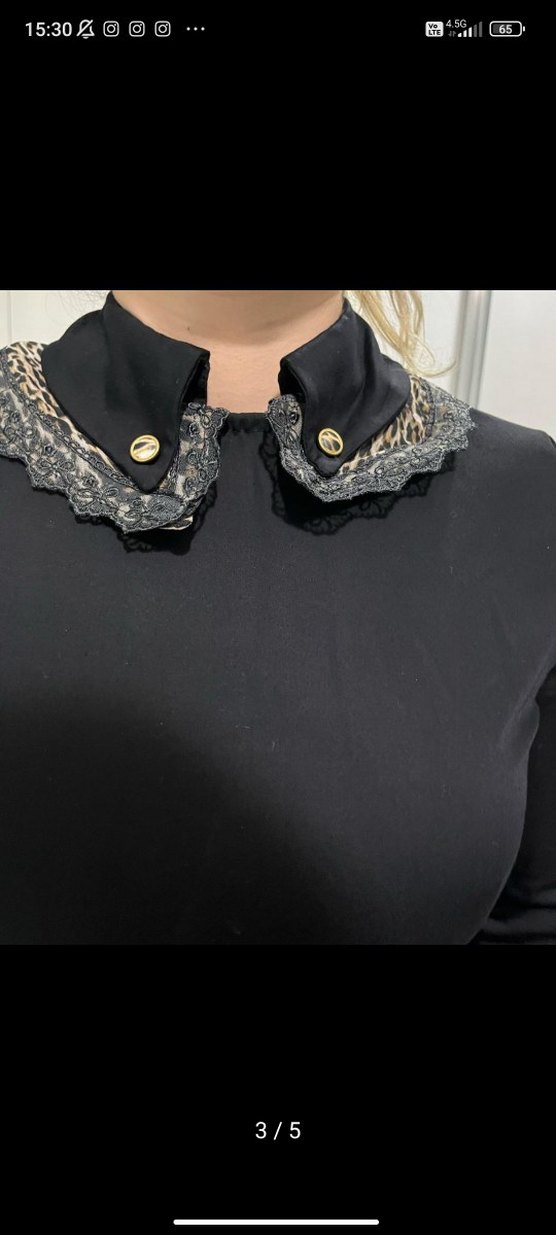 Uzun Siyah Leopar Detaylı Tesettür Kadın Elbise - Görsel 3