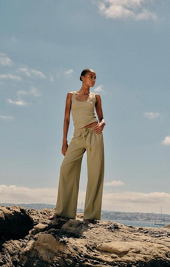Zara Zara dokulu straight fit pantolon