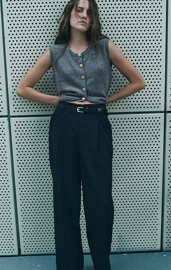 Zara pensli kemerli pantolon