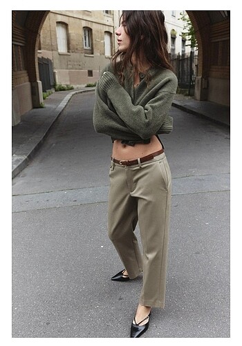 ZARA KEMERLİ STRAIGHT FİT PANTOLON