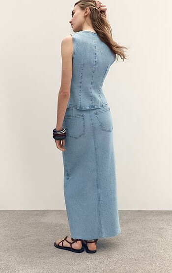 m Beden Zara denim midi etek