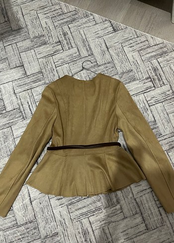 Zara kemerli süet peplum ceket - Görsel 5