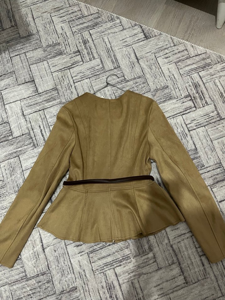 Zara kemerli süet peplum ceket - Görsel 5
