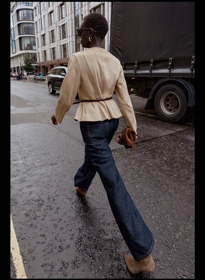 Zara kemerli süet peplum ceket - Görsel 2