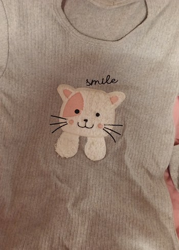 Gri Kedili Pamuklu Uzun Kollu Pijama Takımı (M-L) - Görsel 4