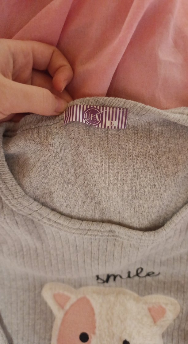 Gri Kedili Pamuklu Uzun Kollu Pijama Takımı (M-L) - Görsel 5