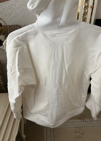 Kadın Beyaz Fermuarlı Sweatshirt - Görsel 2