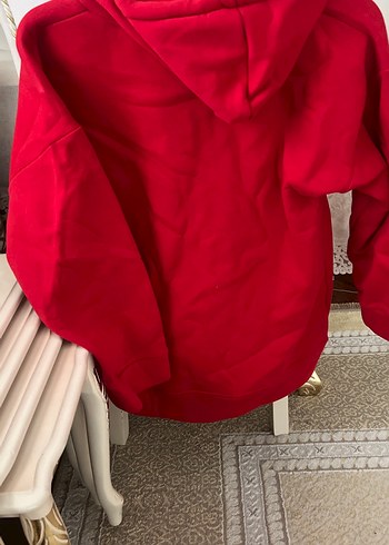 Kırmızı cepli Kapüşonlu Fermuarlı Kadın Sweatshirt