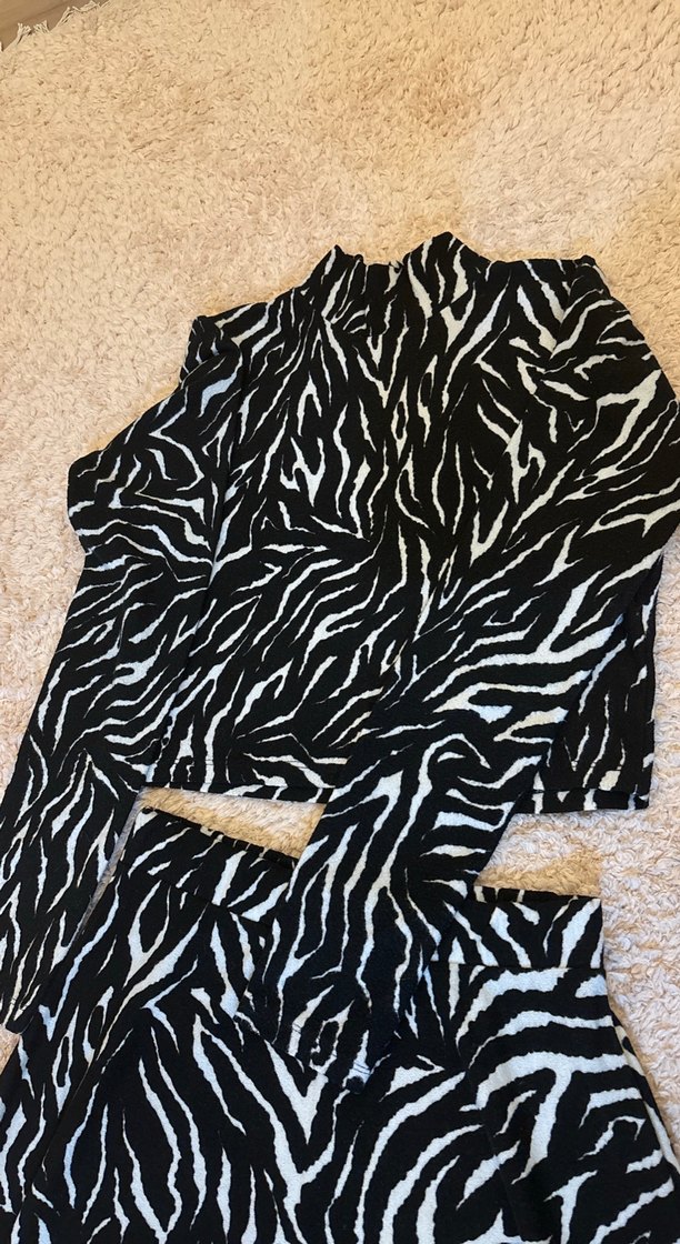 Uzun Zebra Desenli etek bluz takım - Görsel 2