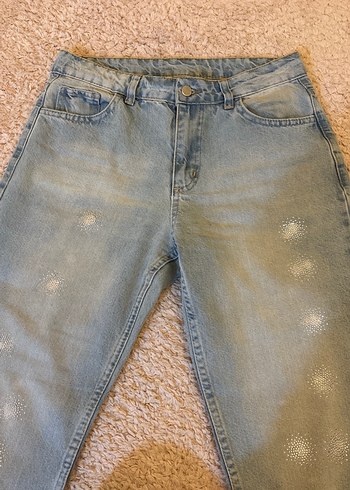 38 Beden Mavi Loose Fit Midi Kadın Kot Pantolon