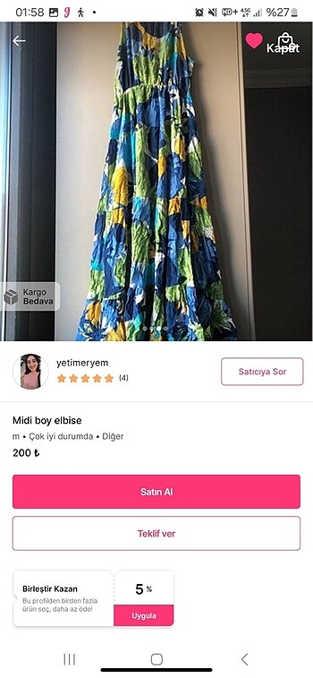 m Beden Toplu elbise