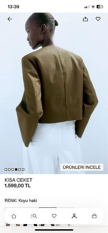 xs Beden yeşil Renk H&M kısa ceket