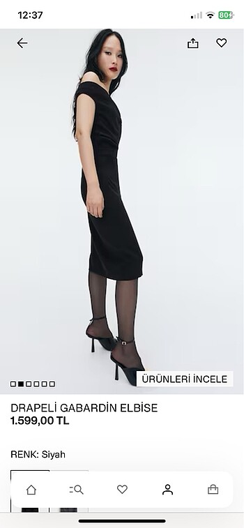 H&M H&M Etiketli Drapeli Gabardin Elbise