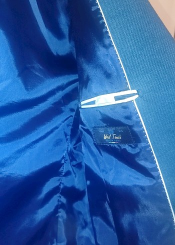 Erkek Lacivert Düğmeli Ofis fit ısmarlama kesim palto - Görsel 3