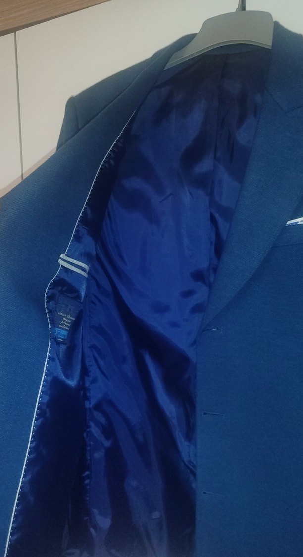 Erkek Lacivert Düğmeli Ofis fit ısmarlama kesim palto - Görsel 2