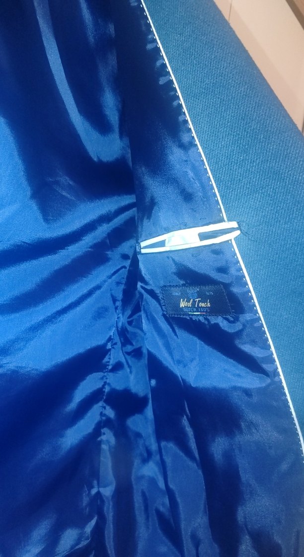 Erkek Lacivert Düğmeli Ofis fit ısmarlama kesim palto - Görsel 3