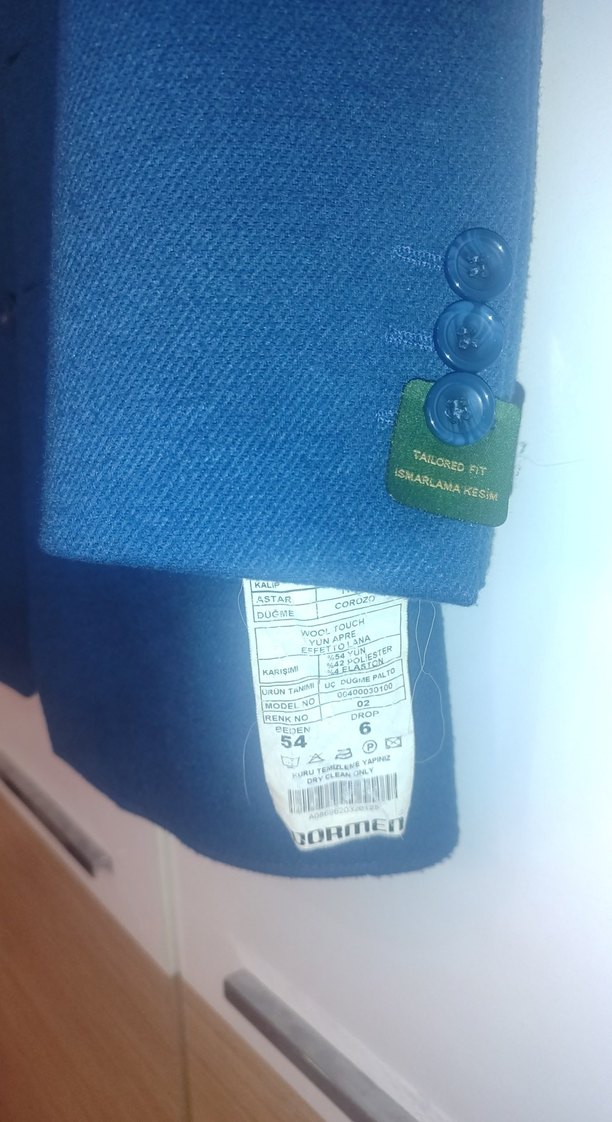 Erkek Lacivert Düğmeli Ofis fit ısmarlama kesim palto - Görsel 5