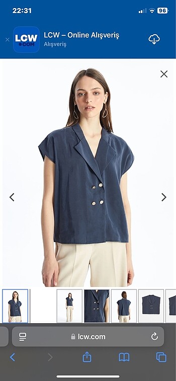 LCWAIKIKI Classic Gri V Yaka Düz Kısa Kollu Oversize Kadın Bluz