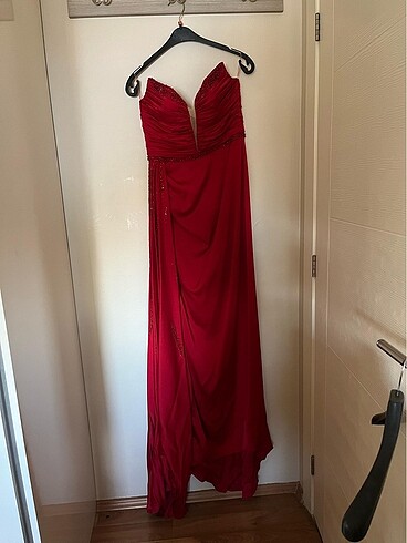 Alfabeta Kırmızı abiye elbise - Görsel 5