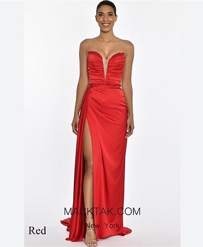 Alfabeta Kırmızı abiye elbise - Görsel 12