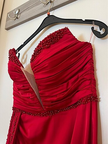 Alfabeta Kırmızı abiye elbise - Görsel 7