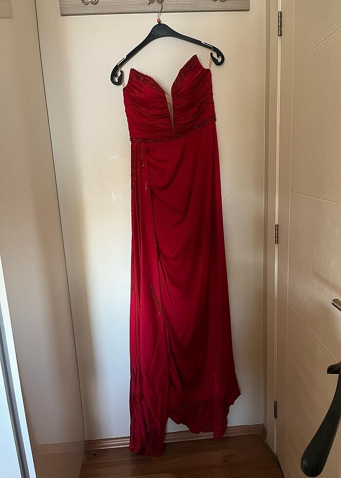 Alfabeta Kırmızı abiye elbise - Görsel 5