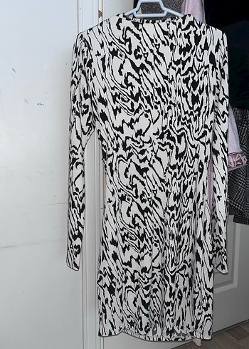 Zebra Desenli Uzun Kollu Kadın Kalem Elbise - Görsel 4