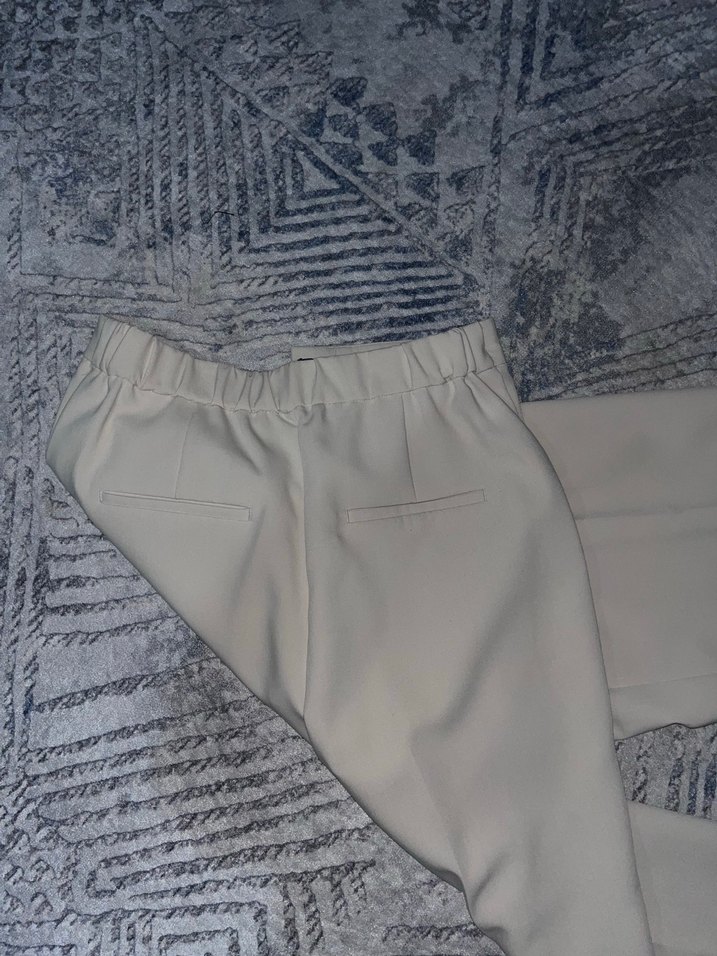 Bej Midi Kadın Kumaş Pantolon - Görsel 3