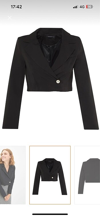 34 Beden siyah Renk Crop blazer ceket