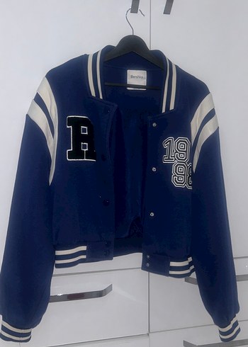 Kadın Mavi Düğmeli Bomber Ceket - Görsel 2