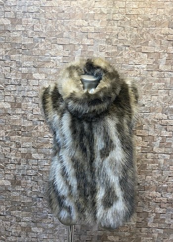 Uzun Kürklü Kadın Yelek - Görsel 2