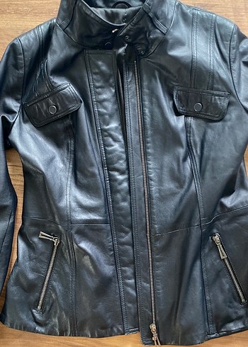 Siyah Kadın Deri Biker Ceket