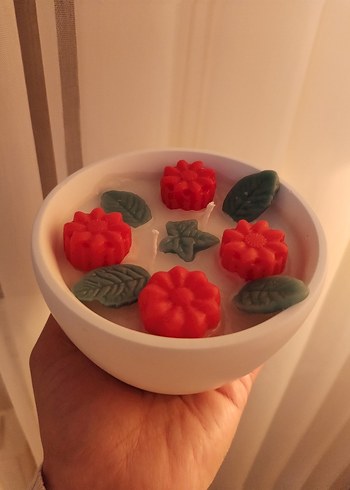 Renkli Kırmızı Süslemeli Mum - Görsel 5