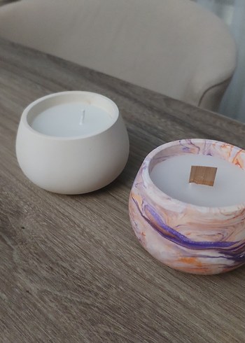 Beyaz ve Mermer Görünümlü Mumlar - Görsel 2