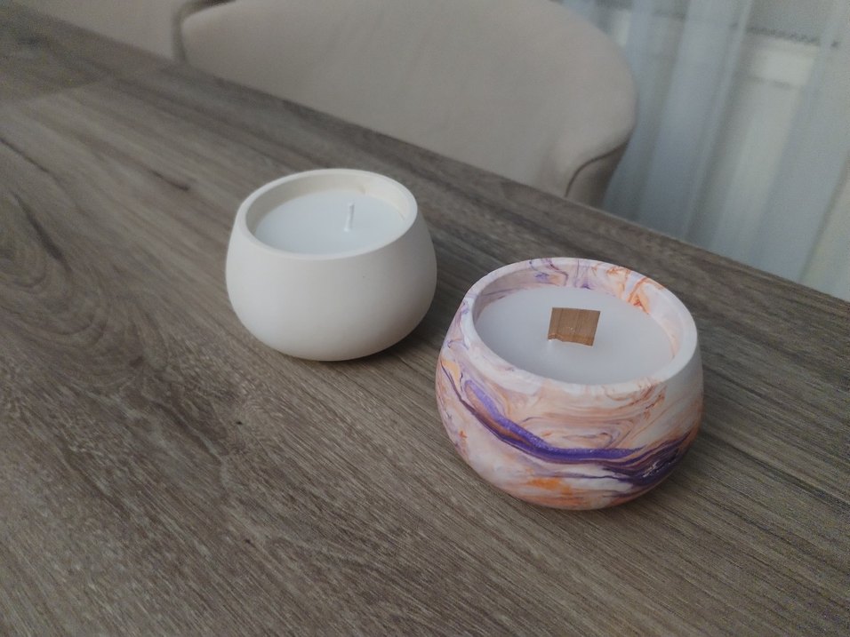 Beyaz ve Mermer Görünümlü Mumlar - Görsel 2