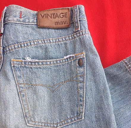 s Beden Mavi Jeans S Vintage Eskitme yırmaçlı kot etek 36/38 beden kusu
