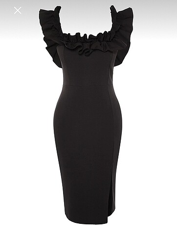 m Beden siyah Renk Koton M Siyah Yaka detaylı Elbise M Yeni ürün