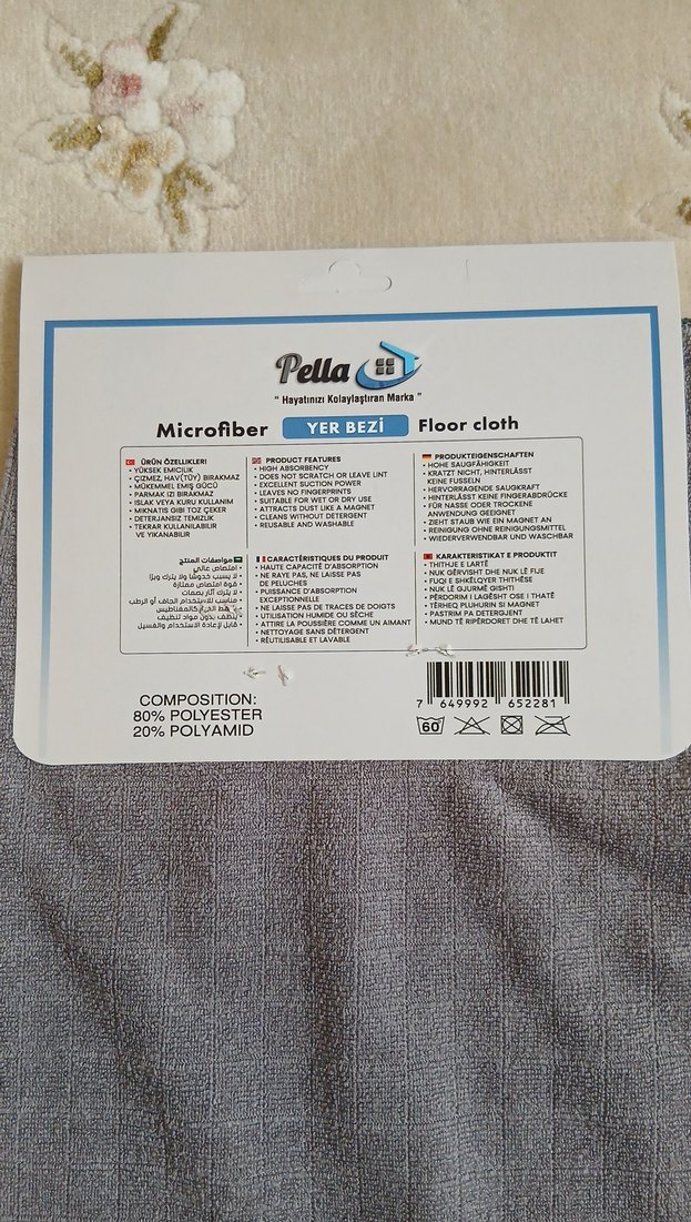 Gri Mikrofiber Yer Bezi 50x70 cm - Görsel 3