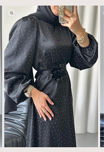 Diğer Siyah taşlı saten abiye