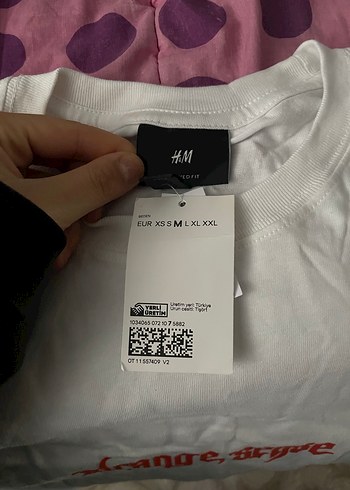 H&M Beyaz Kısa Kollu Street Wear erkek Tişört