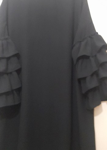 Siyah Uzun Kollu Fırfırlı Kadın Tunik - Görsel 2