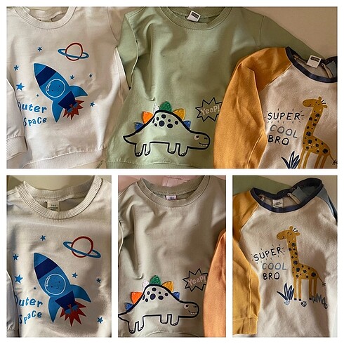 3 adet 18-24 ay erkek bebek sweatshirt